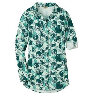 Duluth Trading Green Floral Shirt Size XL